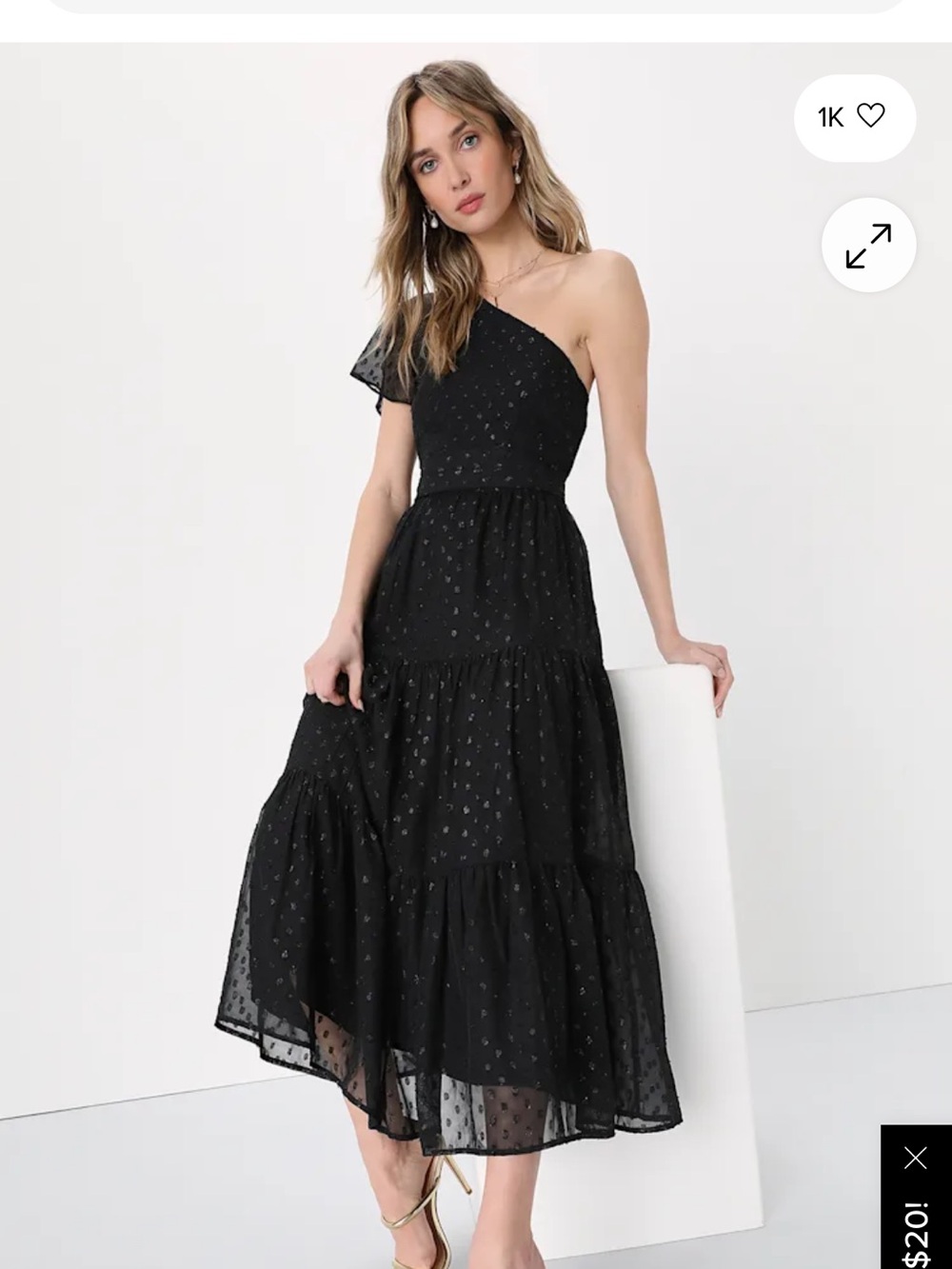 Lulu's Black One-Shoulder Tiered Maxi Dress